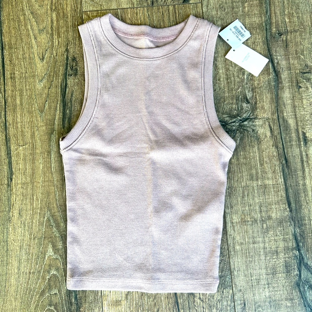Hollister ribbed high neck tank XXS mauve light pink NWT
